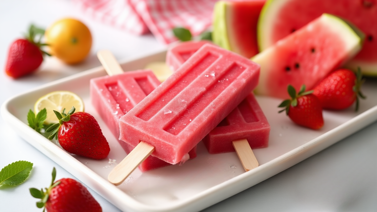 Strawberry Watermelon Electrolyte Popsicles