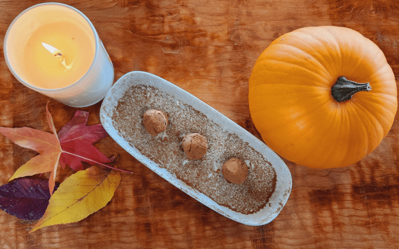 top view pumpkin chocolate truffles