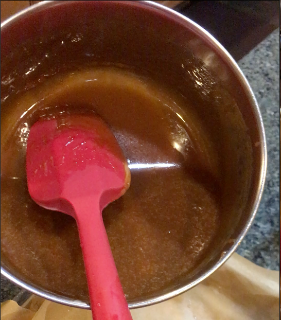 Caramel ready to be poured